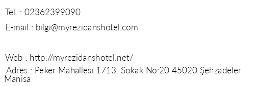 My Rezidans Hotel telefon numaralar, faks, e-mail, posta adresi ve iletiim bilgileri